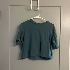 Richer Poorer Teal Cropped Top
